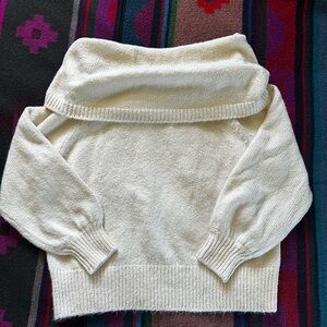 Anthropologie Cream Off-the-Shoulder Sweater
